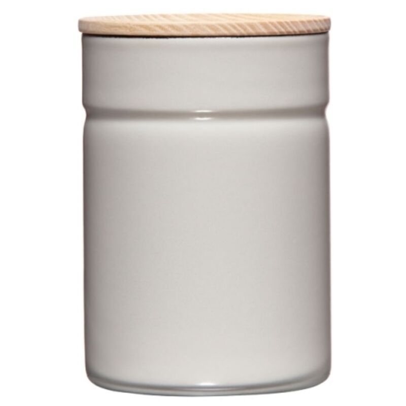 foto del prodotto barattolo riess con coperchio in legno 8cm h 12cm 525ml smalto grigio chiaro