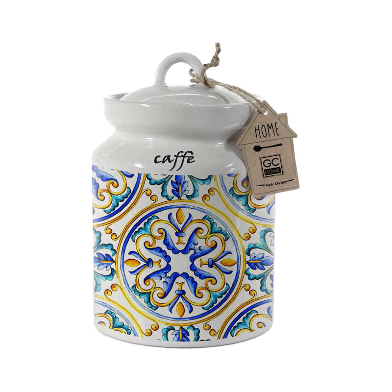 foto del prodotto barattolo stile siciliano in ceramica per caffe 12 x 17 cm