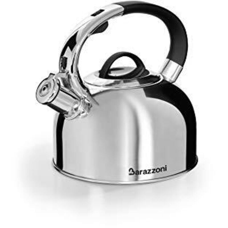 foto del prodotto barazzoni bollitore, acciaio inox 18/10 lucido, induzione+gas, beccuccio dosatore, fischio nel tappo, ampio coperchio apribile