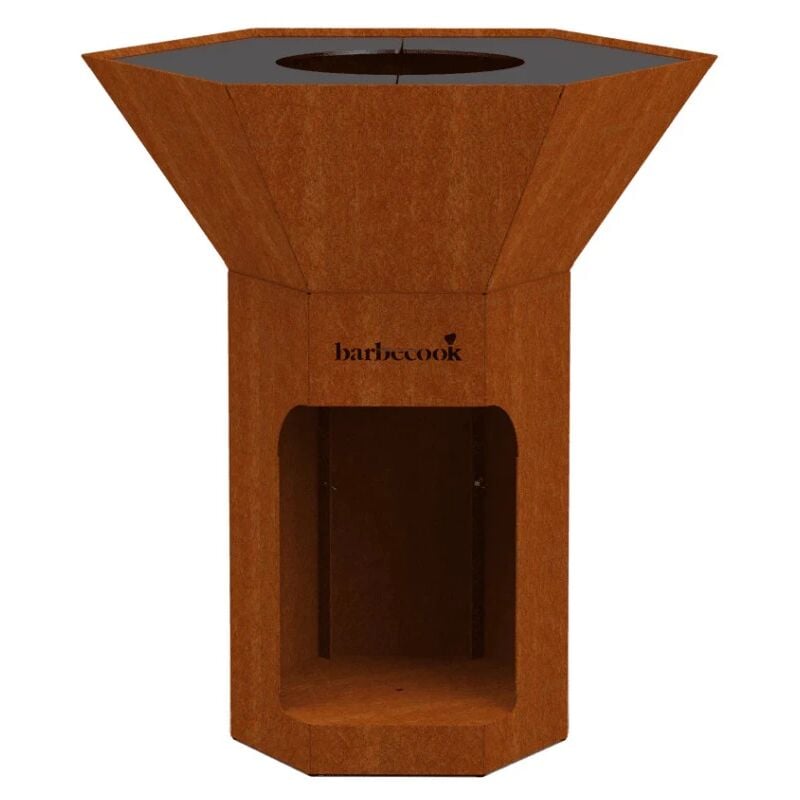 foto del prodotto barbecook barbecue a legna nestor ruggine con griglia 89x90 cm