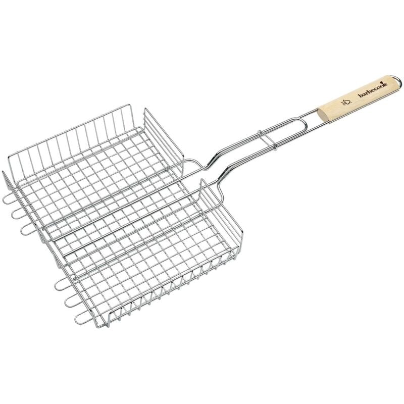 foto del prodotto barbecook cestello a doppia griglia fsc, accessori barbecue, utensile per barbecue, griglia barbecue per carne e verdure, facile da pulire, argento