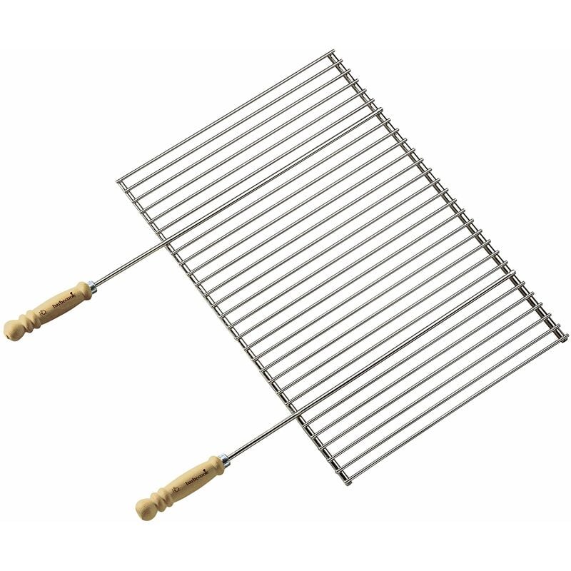 foto del prodotto barbecook griglia bbq professionale con due manici cromati e in legno 58,5x40cm