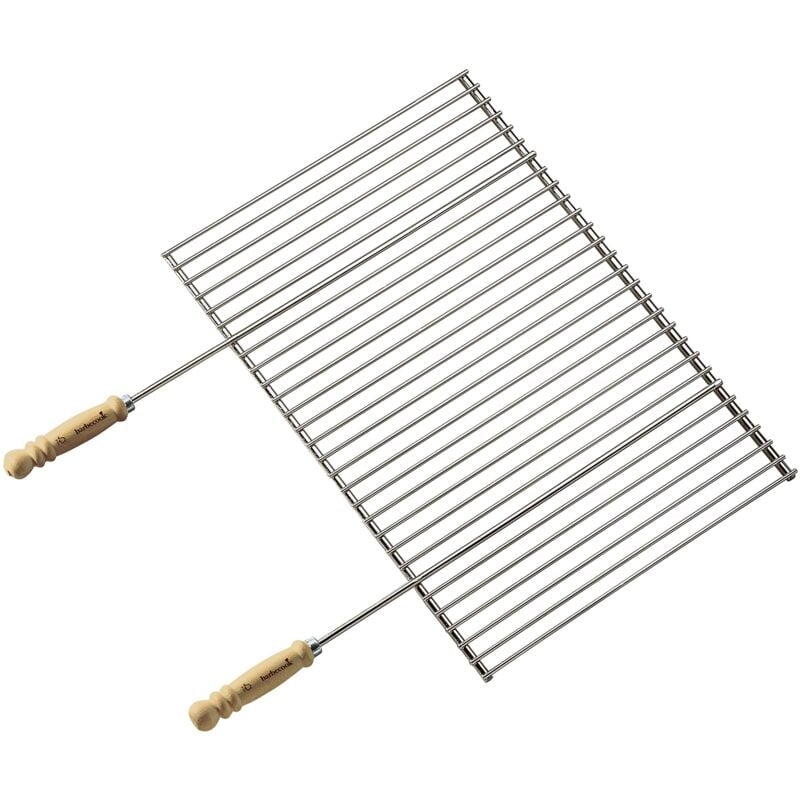 foto del prodotto barbecook griglia per barbecue con manici in legno, accessori per barbecue in acciaio inossidabile, argento, 70 x 40 cm