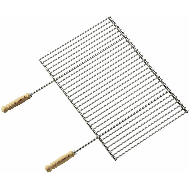foto del prodotto barbecook griglia per barbecue con manici in legno, accessori per barbecue in acciaio inossidabile, argento, 90 x 40 cm