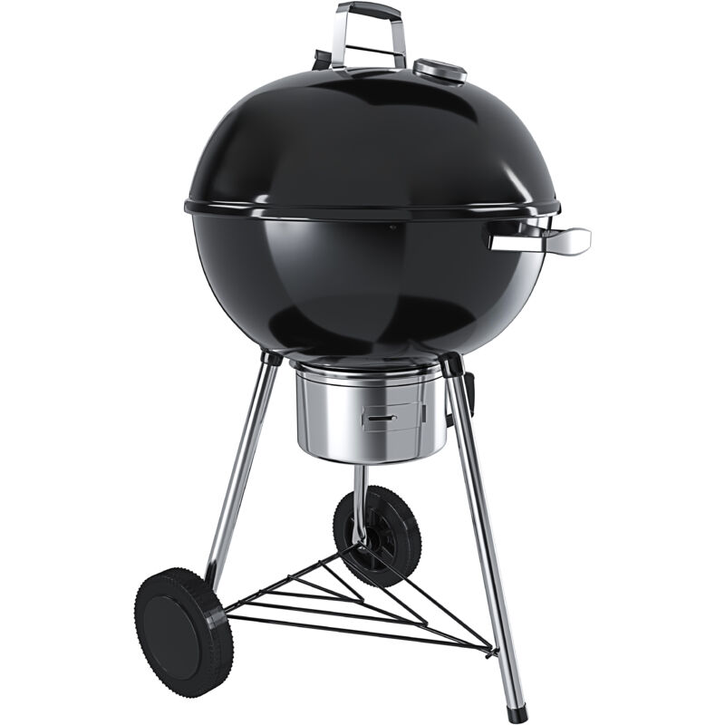 foto del prodotto barbecue 57 cm rotondo a carbonella carbone bbq portatile compatto grill griglia da giardino picnic balcone terrazzo con coperchio ruote e termometro