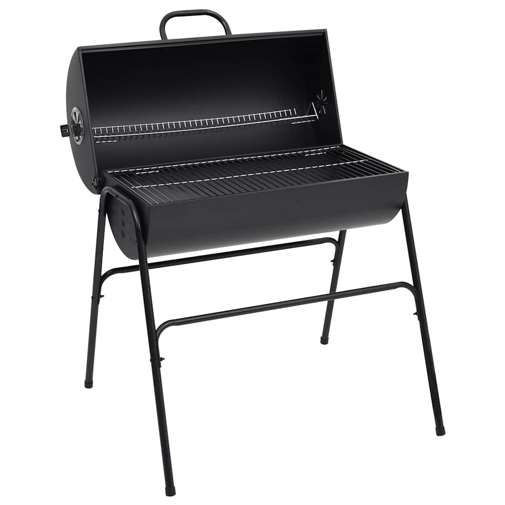 foto del prodotto barbecue a barile 2 griglie di cottura nero 80x95x90 cm acciaio cod mxl 67461