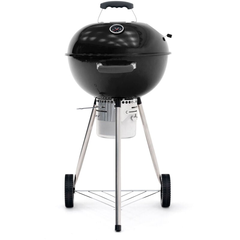 foto del prodotto barbecue a carbone portatile con ruote kekai yellowstone 58x47x100 cm rotonda con coperchio e accendino smaltato in nero