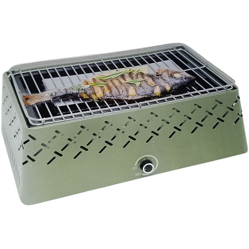 foto del prodotto barbecue a carbone portatile con sistema di ventilazione antifumo odori griglia compatto per campeggio pic nic da tavolo 45x28 cm a batterie