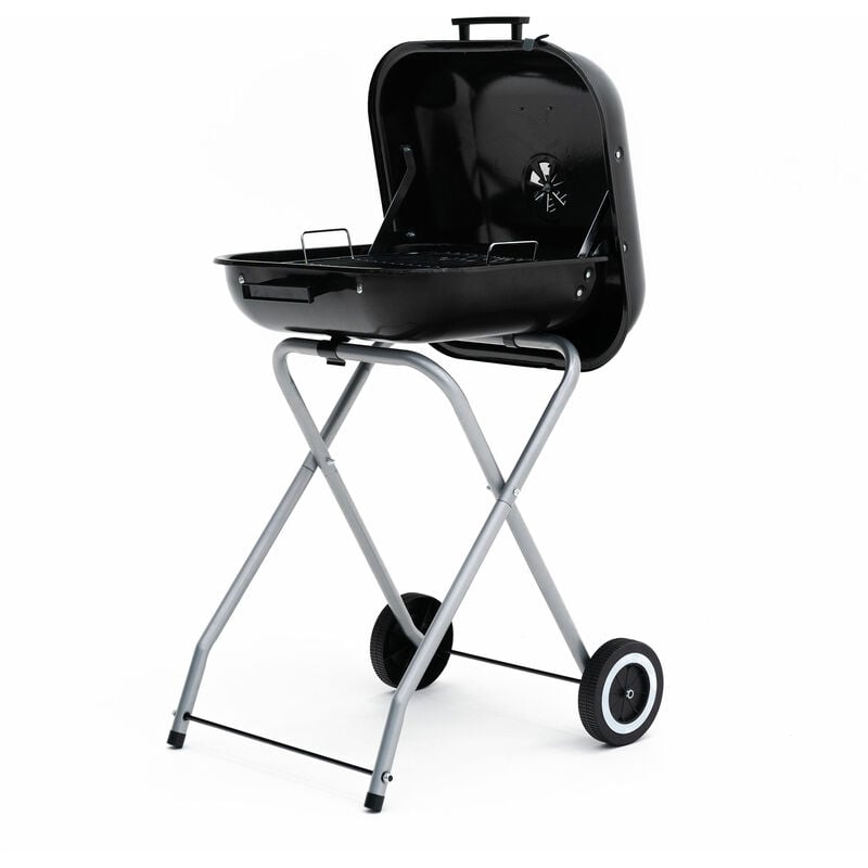 immagine 0 del prodotto barbecue a carbone portatile pieghevole in acciaio con ruote kekai flathead 50x47x79 cm di forma quadrata in color smaltato nero