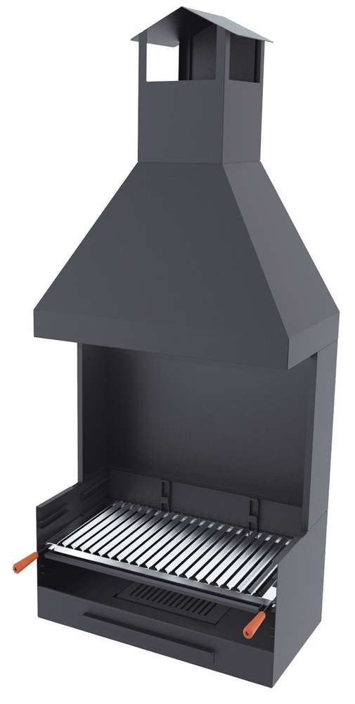 foto del prodotto barbecue a carbonella e legna griglia in acciaio inox da 60 cm con paravento e cappa