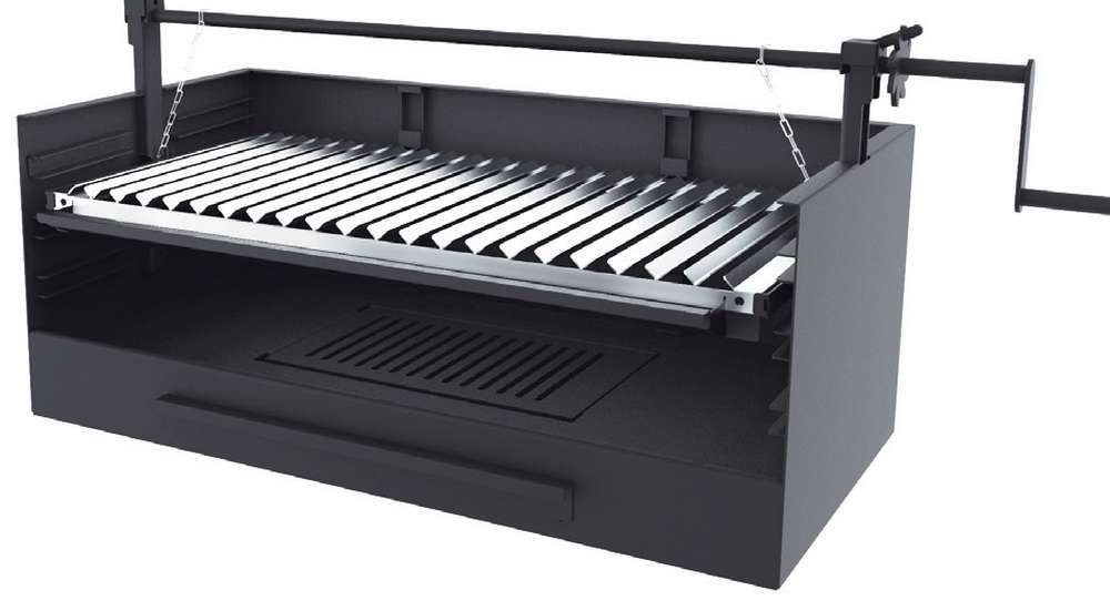 foto del prodotto barbecue a carbonella e legna griglia in acciaio inox da 80 cm con sollevatore libera installazione incasso