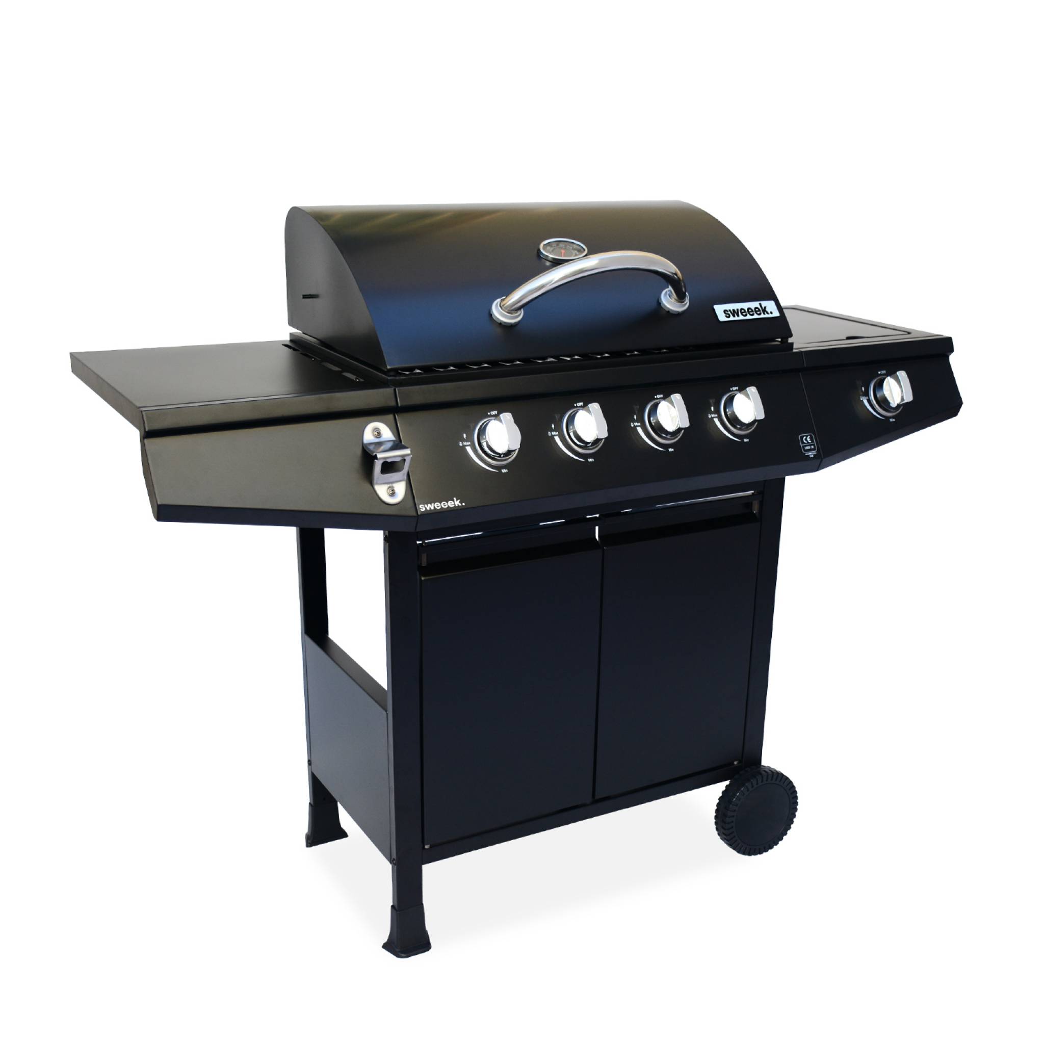 foto del prodotto barbecue a gas 4 bruciatori 1 fuoco laterale, nero