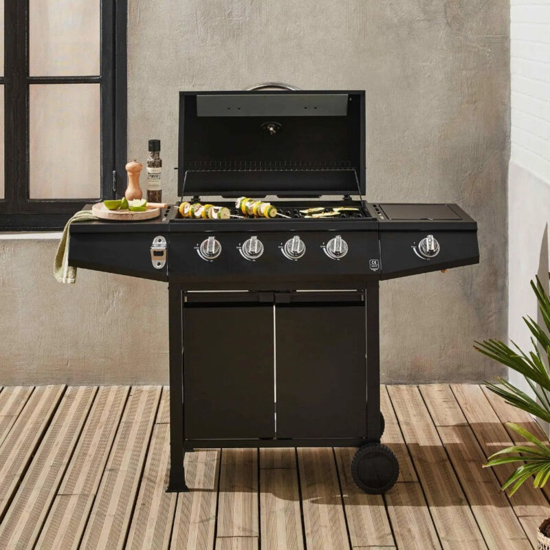 foto del prodotto barbecue a gas 4 bruciatori in acciaio fornello laterale e apribottiglie integrato medium