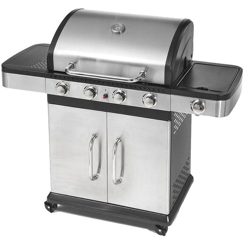 foto del prodotto barbecue a gas 4 fuochi fornello laterale in acciaio ompagrill indianapolis5