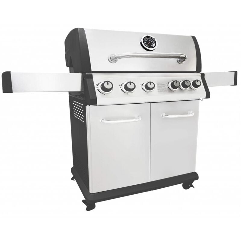 foto del prodotto barbecue a gas con cinque fuochi 144x57x114 cm in acciaio verniciato grigio e nero carpino