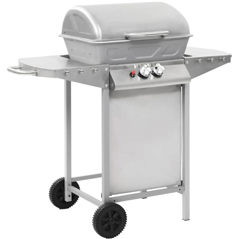 foto del prodotto barbecue a gas con griglia 2 fornelli argento acciaio inox - vidaxl