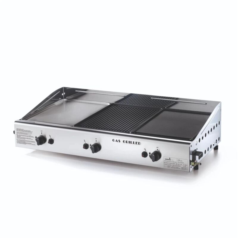 foto del prodotto barbecue a gas ompagrill con plancha tripla 3 bruciatori 83x44x21,5 cm