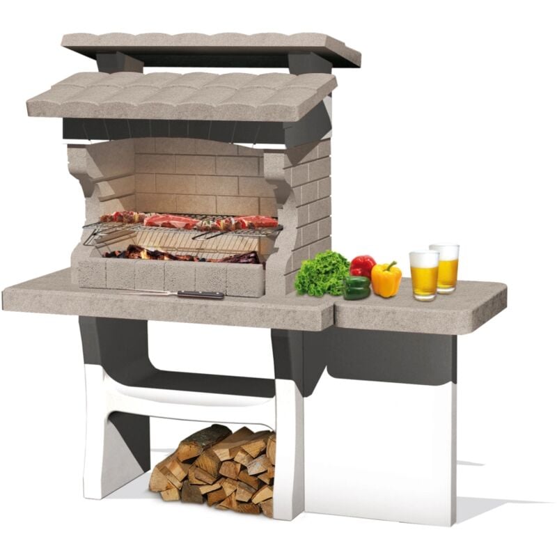 foto del prodotto barbecue a legna o carbonella in pietra sarom fuoco luxor 159x72x161,5 cm