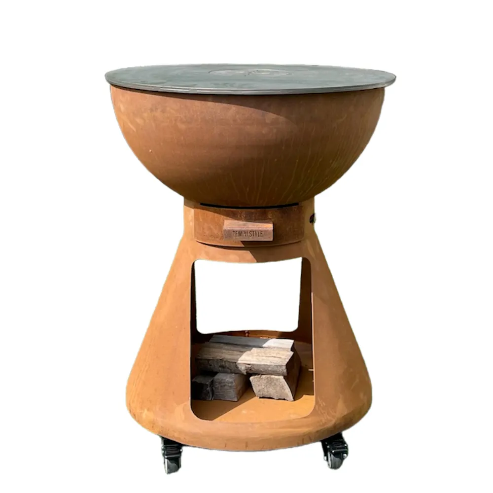 foto del prodotto barbecue a legna yucat n bbq tondo in acciaio colore corten