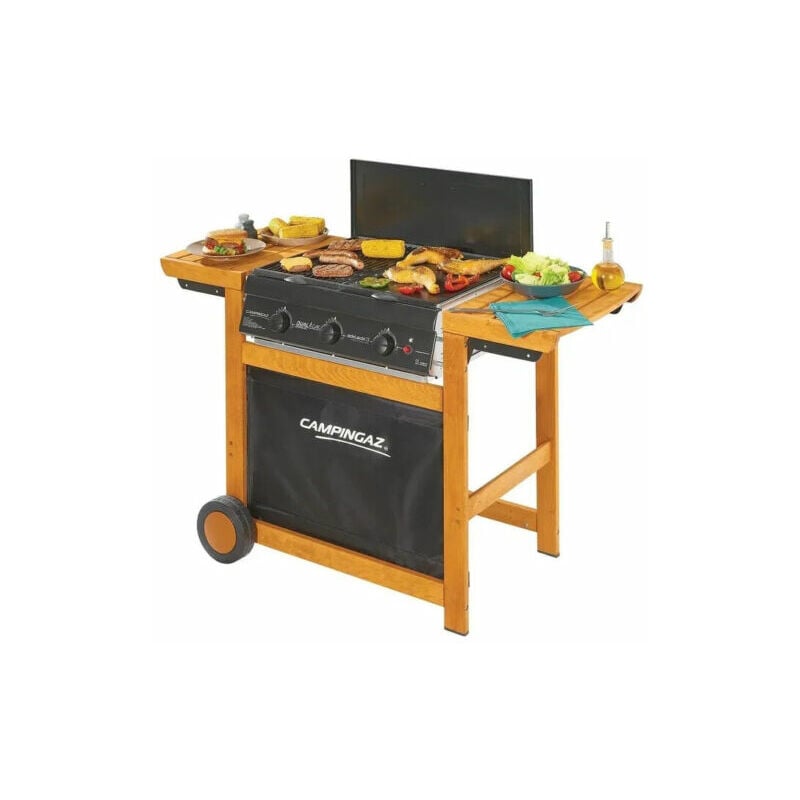 foto del prodotto barbecue campingaz adelaide 3 woody dualgas con 3 bruciatori a gas gpl o metano