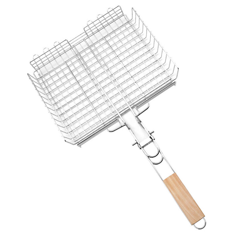 foto del prodotto barbecue doppio regolabile, acciaio cromato betulla fsc, 32 x 25 x 5 cm, argento