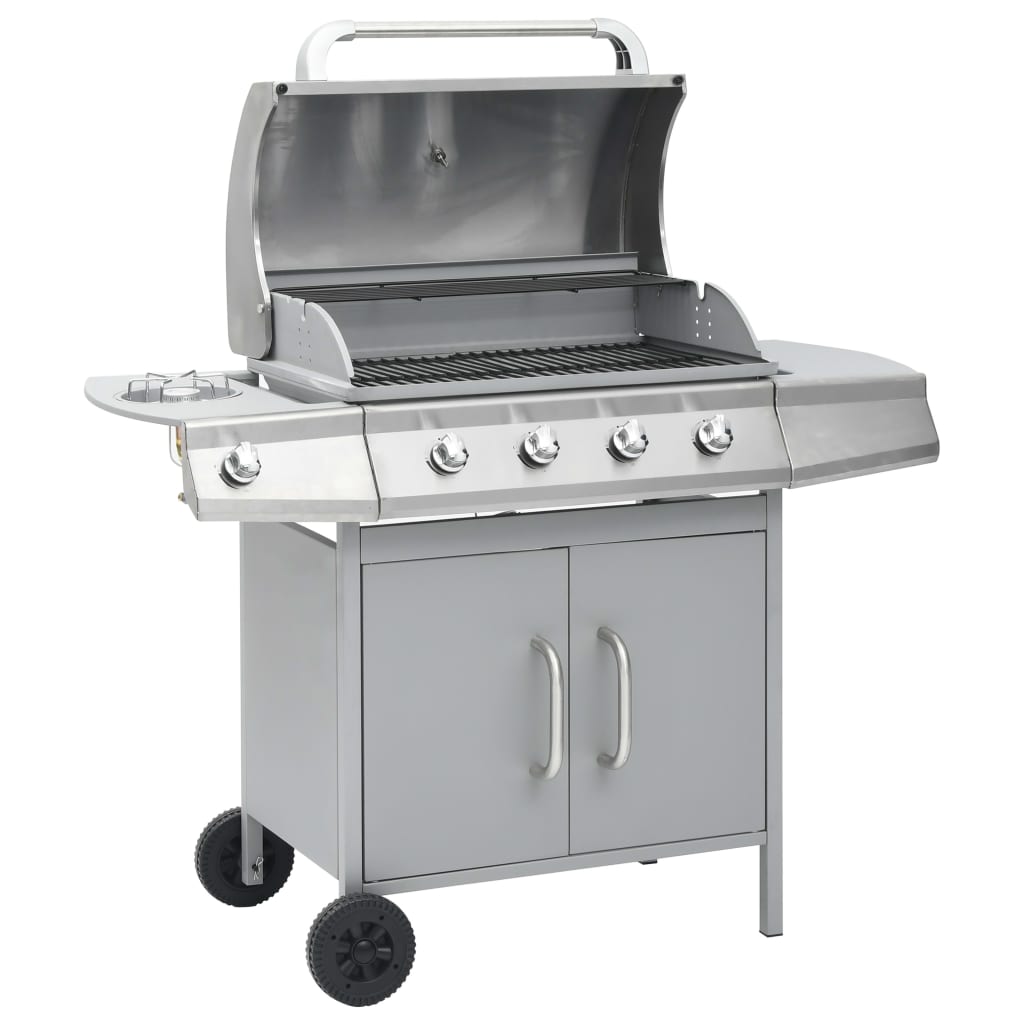 foto del prodotto barbecue e griglia a gas 4 1 fornelli argento in acciaio inox