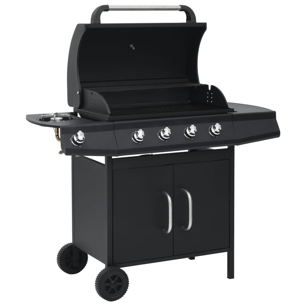 foto del prodotto barbecue e griglia a gas 4+1 fornelli nero in acciaio cod mxl 9891