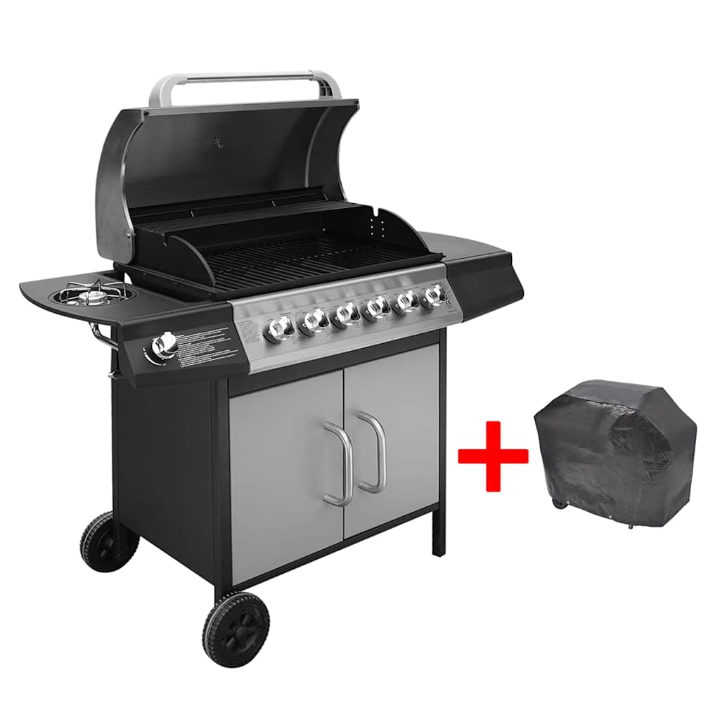 foto del prodotto barbecue e griglia a gas 6 1 fornelli nero e argento cod mxl 17370