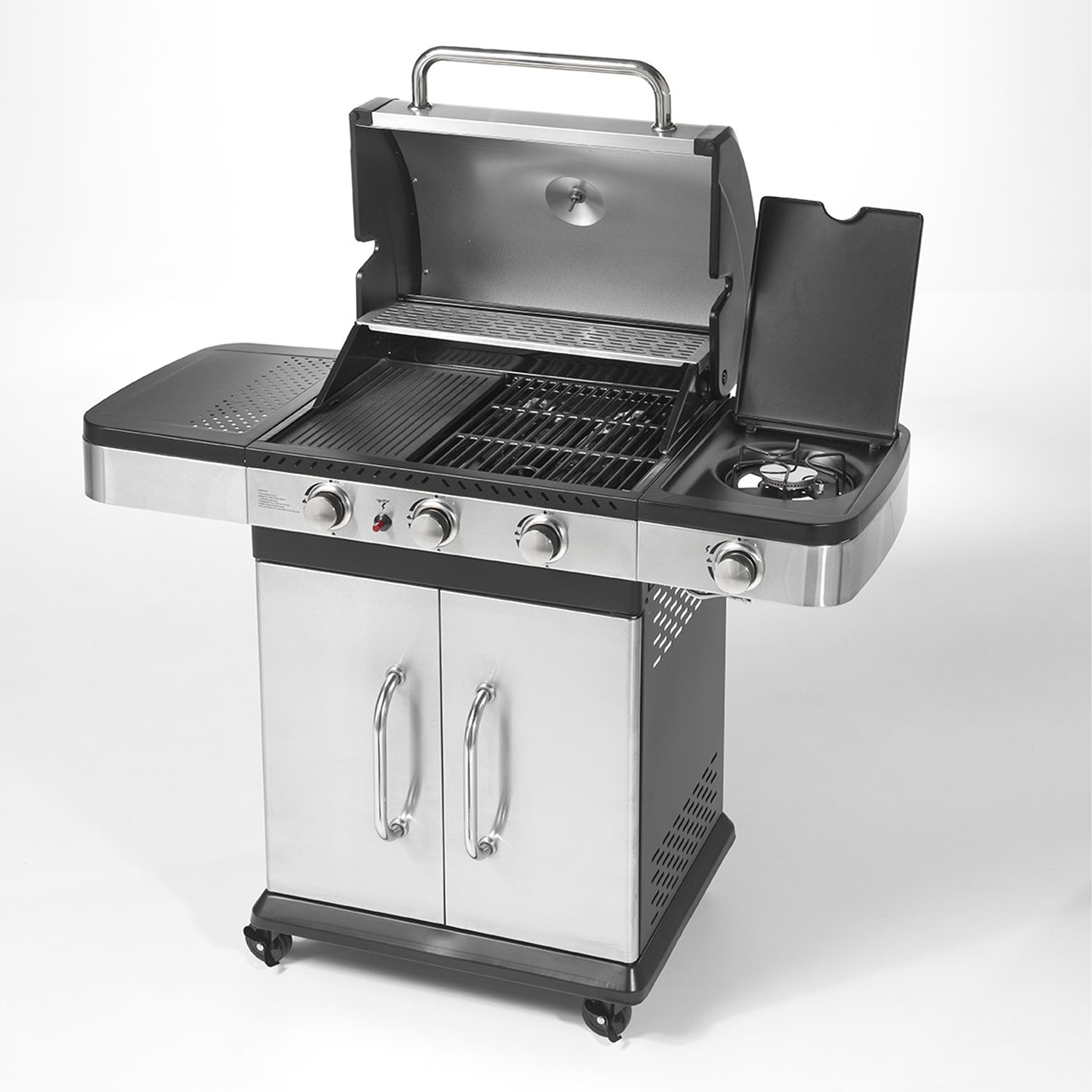 foto del prodotto barbecue ompagrill gas indianapolis 4 titanium acciao inox coperchio con termometro
