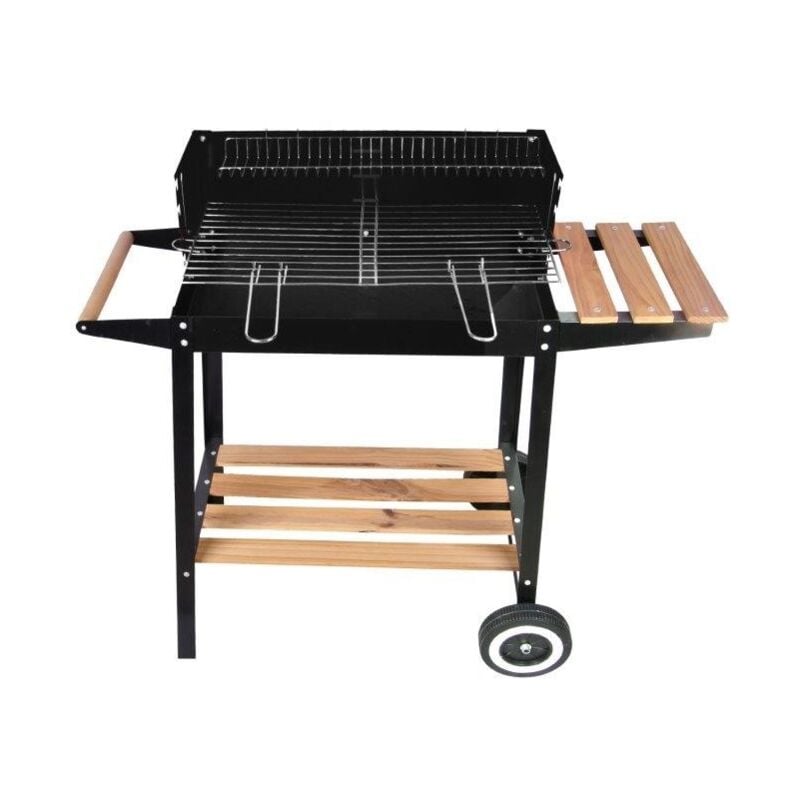 foto del prodotto barbecue rettangolare nero a carbone multifunzione