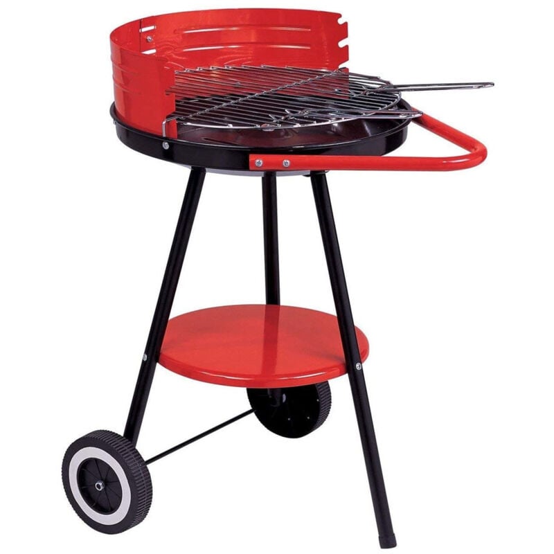 foto del prodotto barbecue tondo a carbone o carbonella 48,5cm di diametro griglia cromata 4 piani