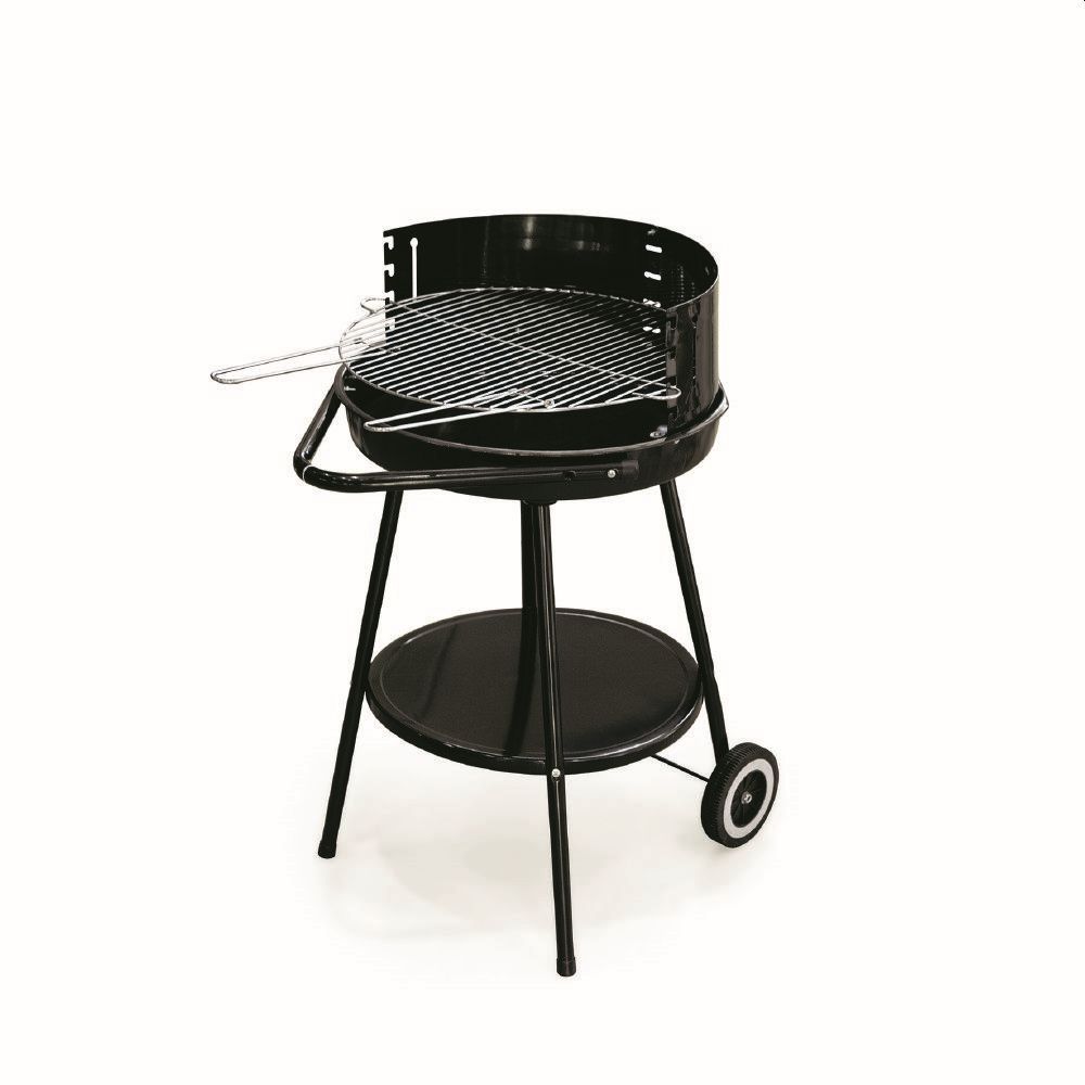 foto del prodotto barbecue tondo nero con ruote 51x84,5cm