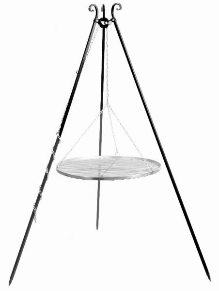 foto del prodotto barbecue treppiede da 180 cm con griglia in acciaio inox da 60 cm