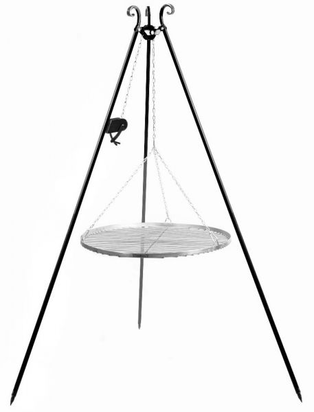 foto del prodotto barbecue treppiede da 180 cm con griglia in acciaio inox da 70 cm verricello