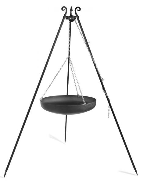 foto del prodotto barbecue treppiede da 180 cm con wok in acciaio naturale da 70 cm