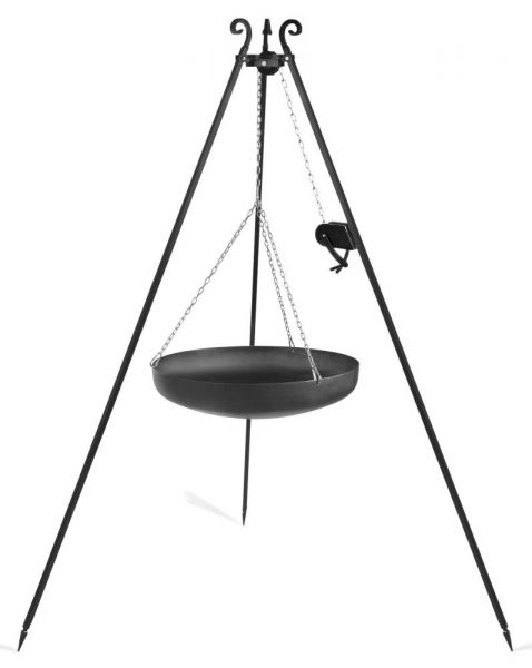 foto del prodotto barbecue treppiede da 180 cm con wok in acciaio naturale da 70 cm verricello