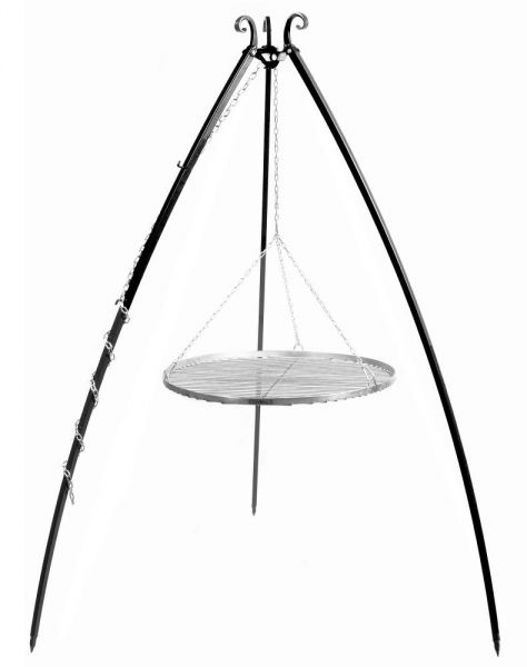 foto del prodotto barbecue treppiede da 200 cm con griglia in acciaio inox da 70 cm