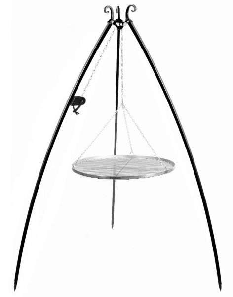 foto del prodotto barbecue treppiede da 200 cm con griglia in acciaio inox da 80 cm verricello
