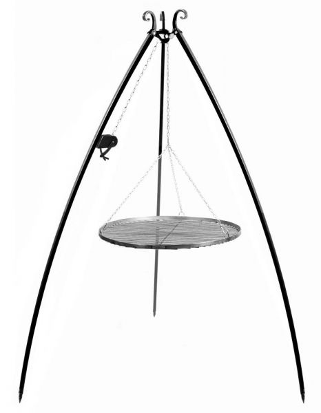 foto del prodotto barbecue treppiede da 200 cm con griglia in acciaio naturale da 80 cm verricello