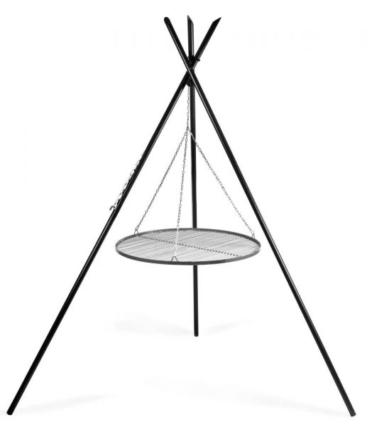 foto del prodotto barbecue treppiede tipi da 210 cm con griglia in acciaio inox da 70 cm