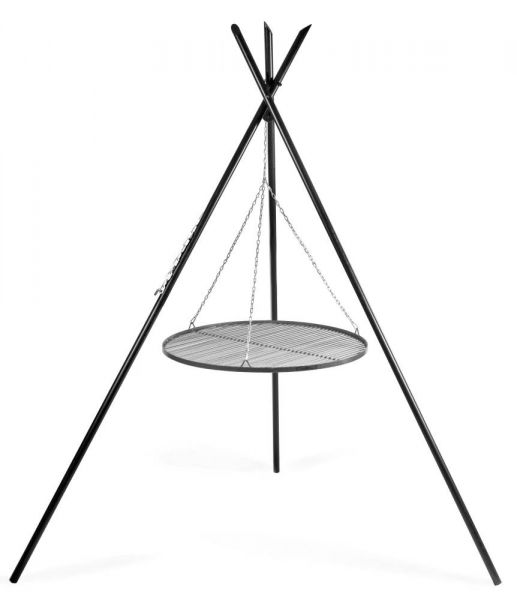 foto del prodotto barbecue treppiede tipi da 210 cm con griglia in acciaio naturale da 50 cm