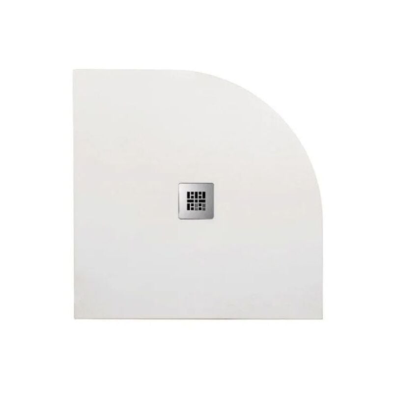 foto del prodotto barbottina piatto doccia semicircolare in marmoresina bianco modello stone free h2,8 cm 80x80