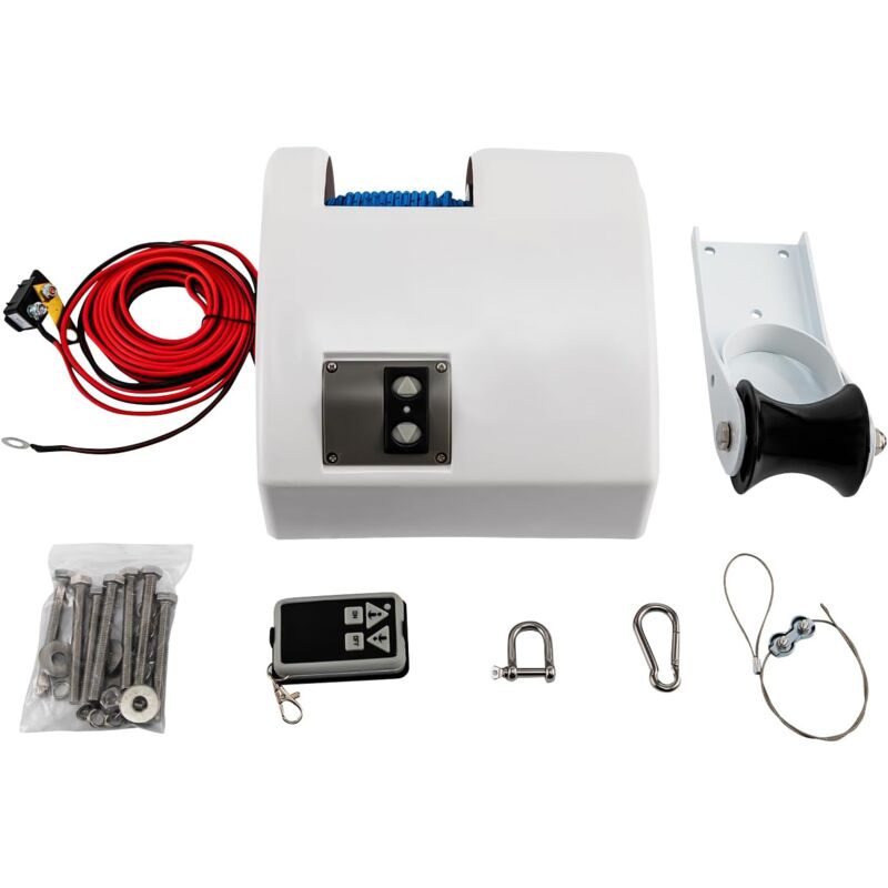 foto del prodotto barca salpa ancore elettrico, 45 lbs 12v barca acqua salata verricello elettrico ancora verricello con senza fili telecomando salato verricello