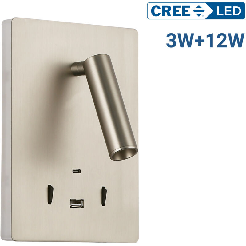 foto del prodotto barcelona led applique da parete claudi 3w 12w 2700k usb usb c