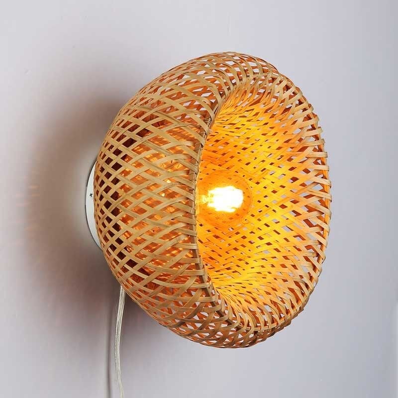 foto del prodotto barcelona led applique in vimini con spina round .