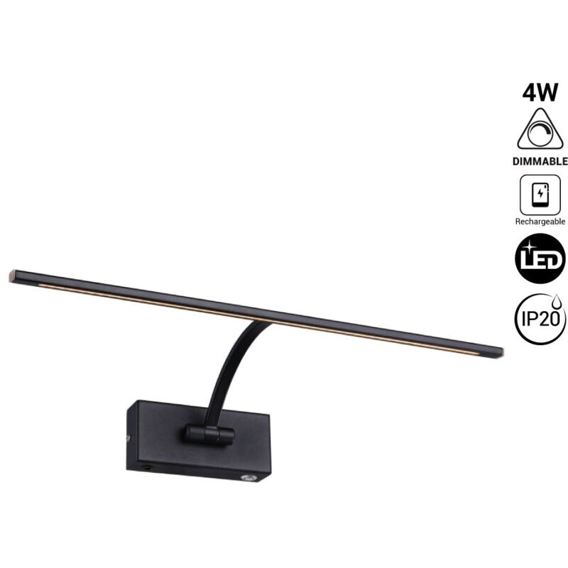 foto del prodotto barcelona led applique led con batteria per quadri dimmerabile 4w 34cm bianco caldo
