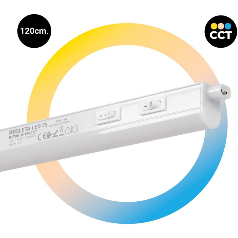 foto del prodotto barcelona led barra led sottopensile t5 14w cct 120 cm opalina
