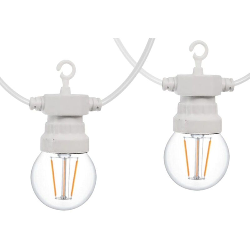 foto del prodotto barcelona led catena led cavo bianco 10 lampadine led 3000 k 8 metri bianco caldo