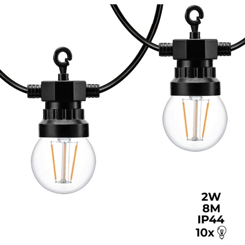 foto del prodotto barcelona led catena luminosa a led 10 lampadine integrate 8 metri bianco caldo