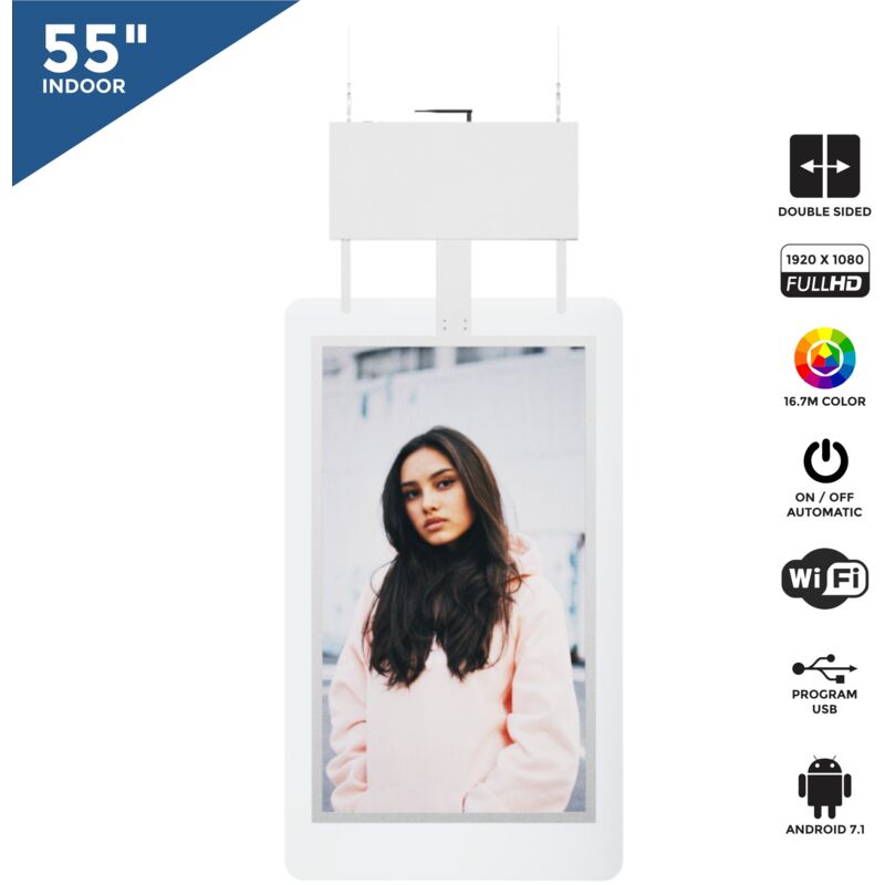 foto del prodotto barcelona led display pubblicitario lcd a sospensione full hd 55 bifacciale